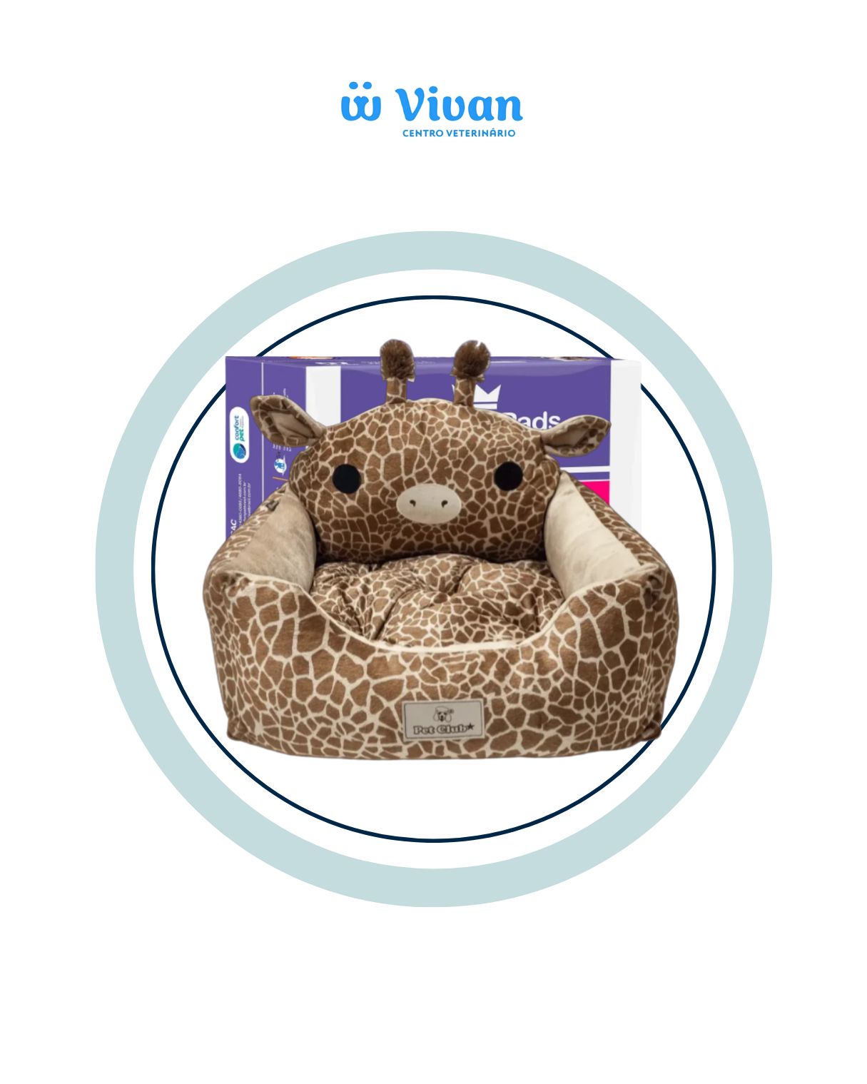 Cama Pet Club Girafa Safári para cães e gatos