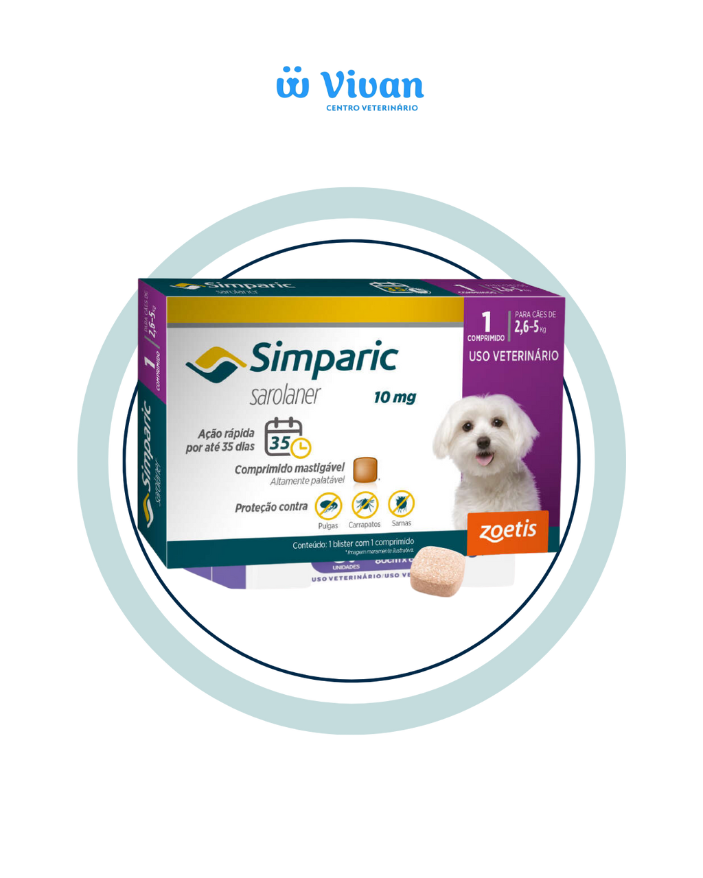 Simparic 10mg Cães 2,6 a 5kg 1 comprimido