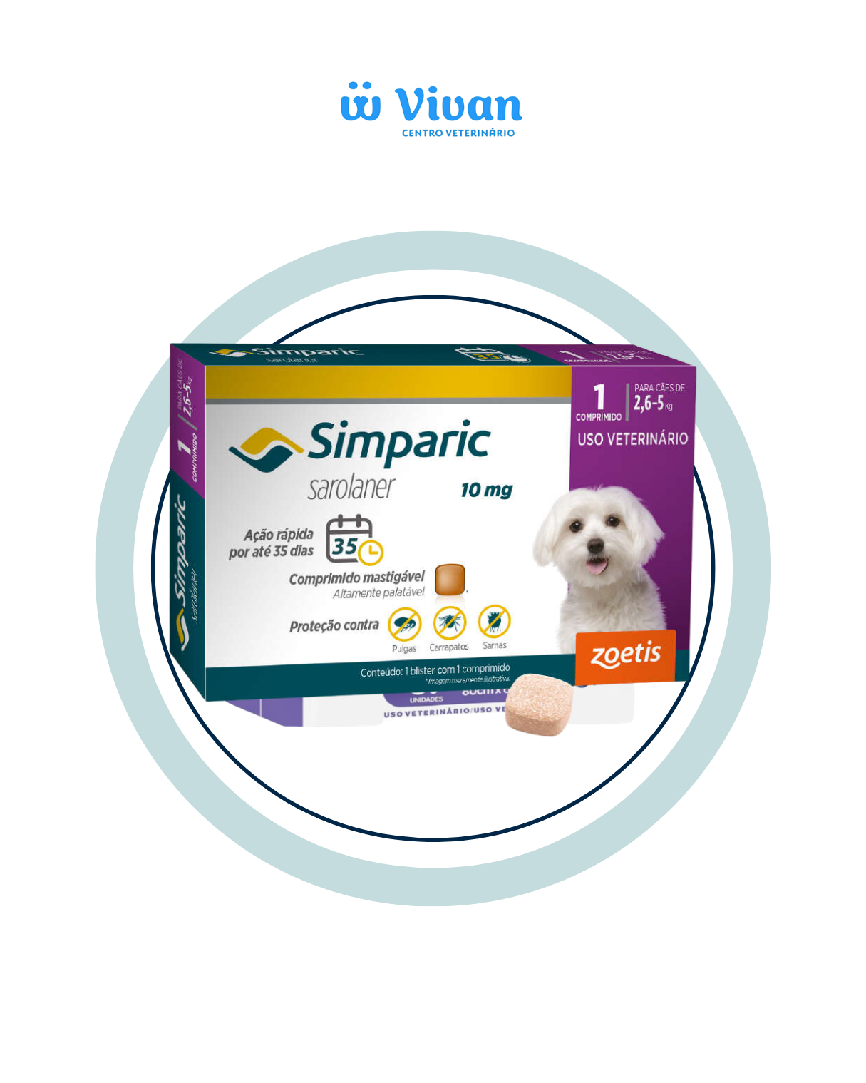 Simparic 10mg Cães 2,6 a 5kg 1 comprimido