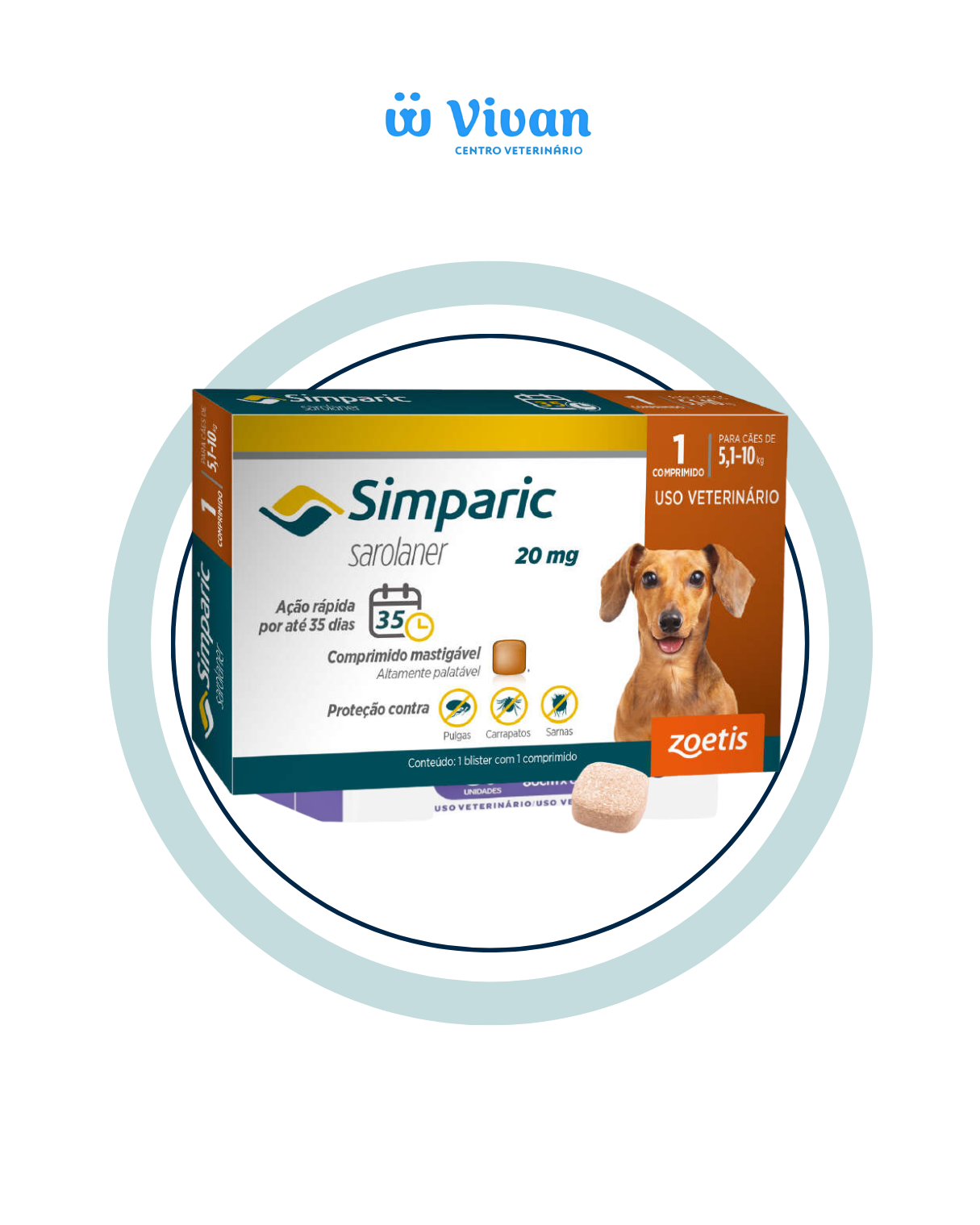 Simparic 20mg Cães 5,1 a 10kg 1 comprimido